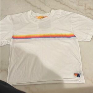 Women’s Aviator Nation Rainbow Stripe Boyfriend Tee